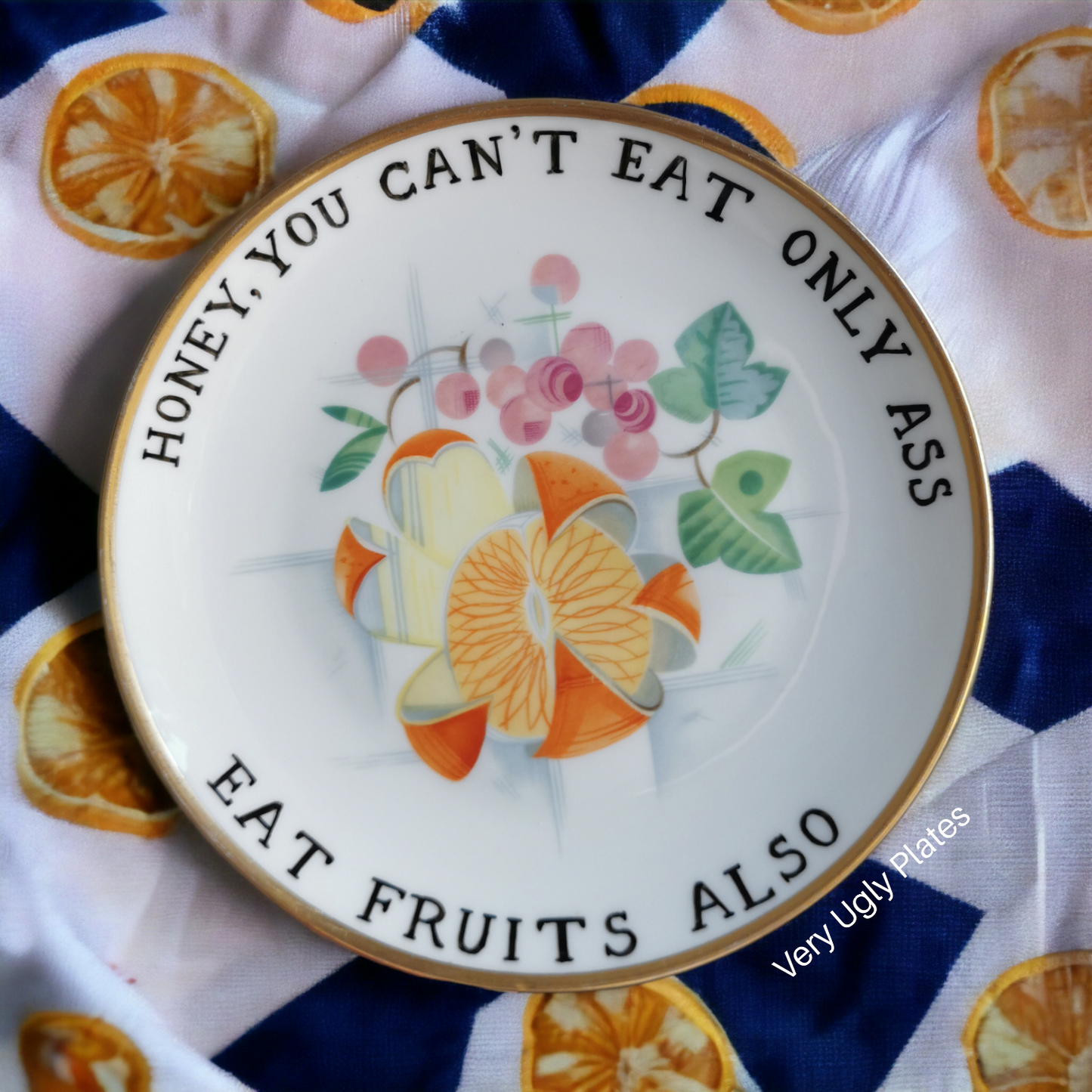 ass diet hand painted plate