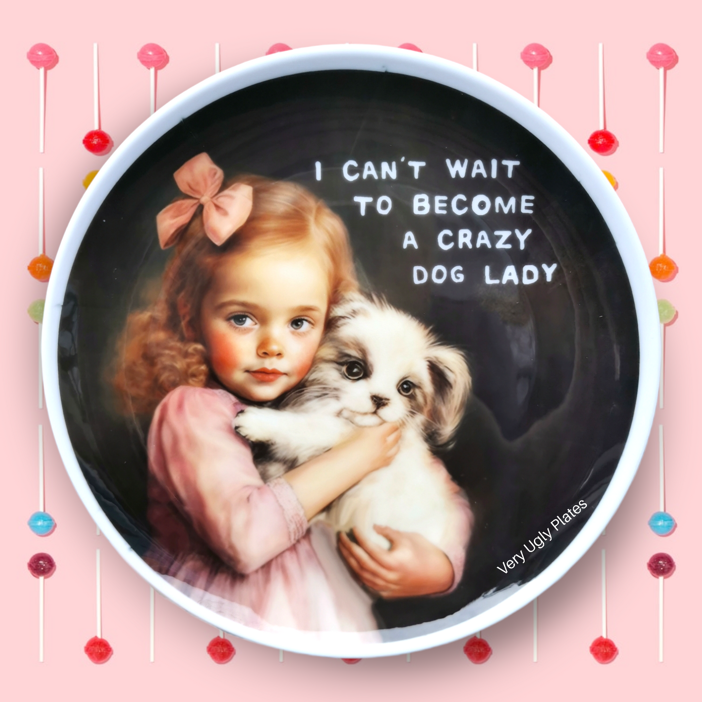 crazy dog lady plate