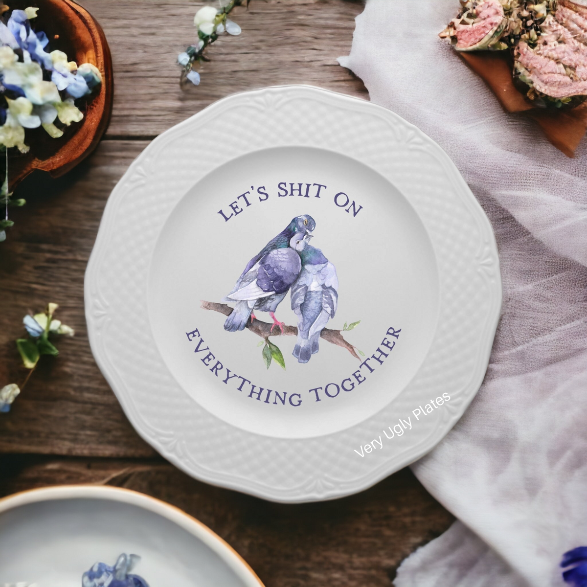 dishwasher and microwave safe dessert plate pigeon Very Ugly Plates