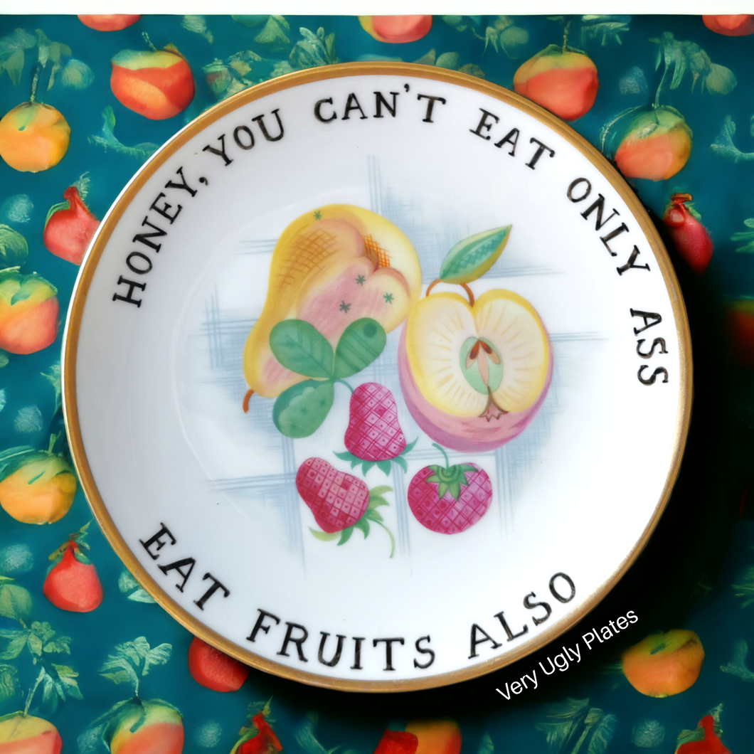 ass diet hand painted plate 2