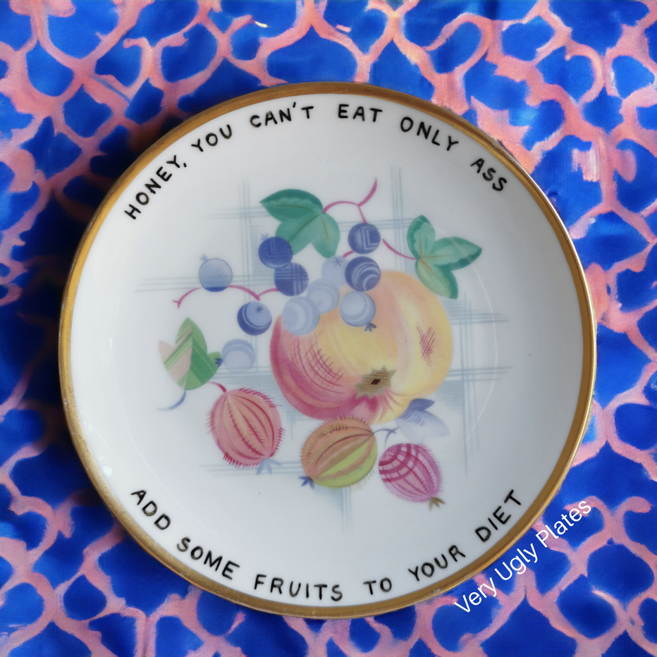 ass diet hand painted plate 3