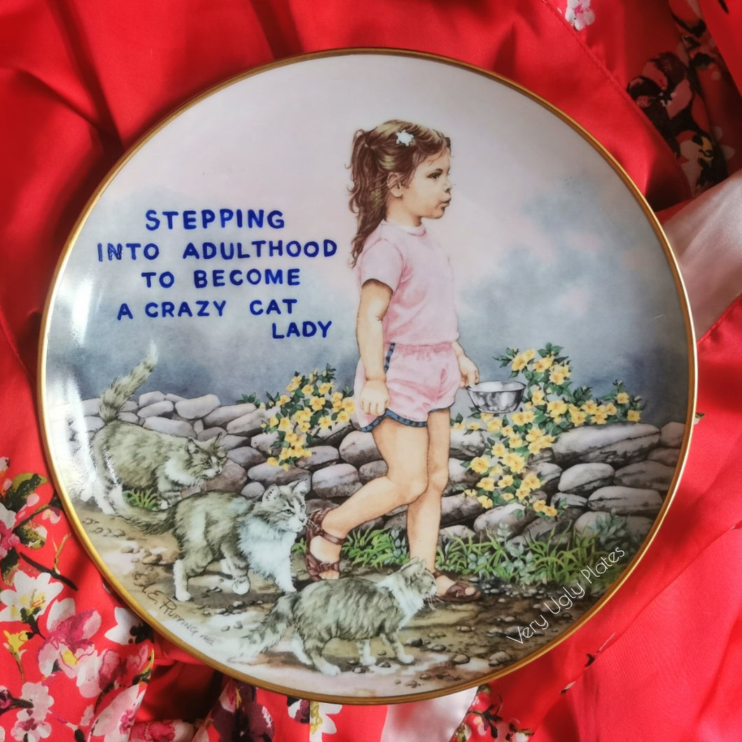 crazy cat lady plate