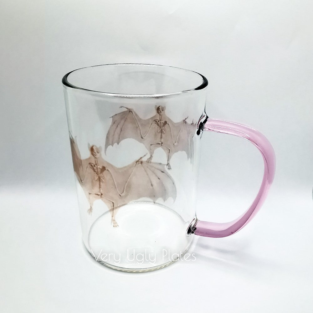 bat glass mug pink