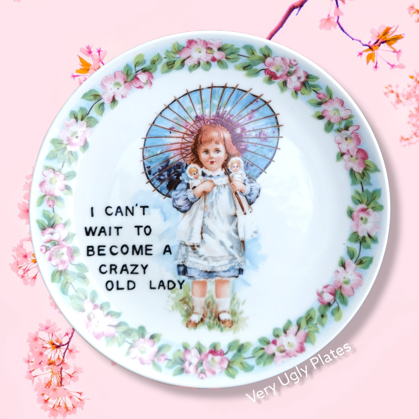 crazy old lady wall plate